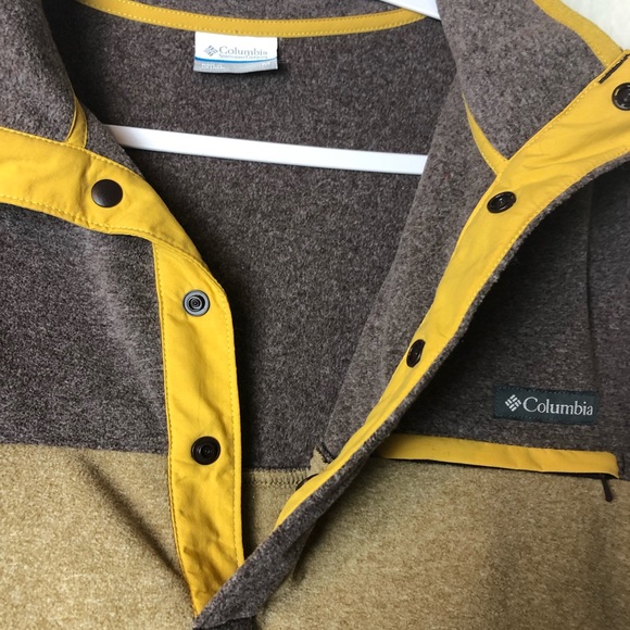 Columbia Jacket Men’s 1/4 Snap Button Pull Over Fleece Beige Brown Size Medium - Picture 3 of 6